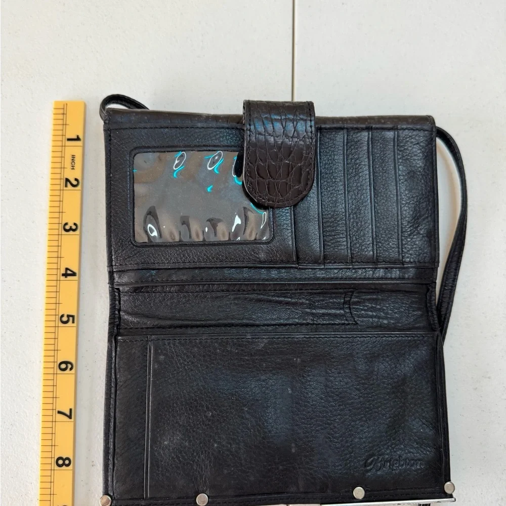 Brighton Black Leather Crossbody Bag Vintage Y2K Shoulder Mini Retro‎